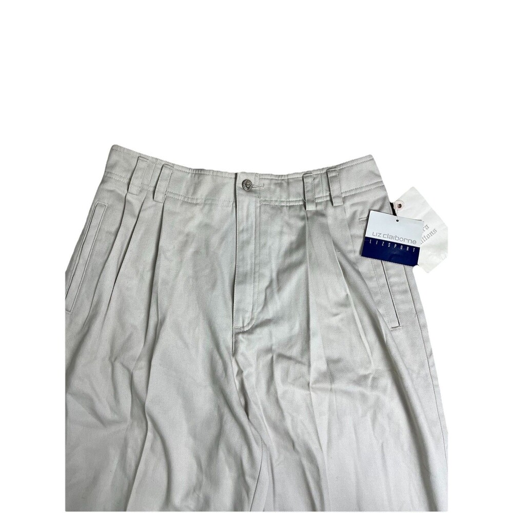 NOS 90s Liz Claiborne Lizsport Womens 12 Khaki Pleated High Rise Tapered Pants - Picture 2 of 15